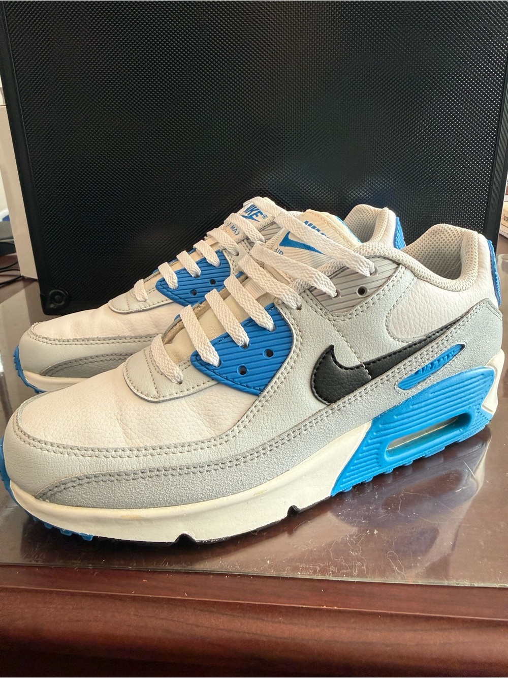 Nike Men's Air Max Sneakers in Light Gray, Blue & Black